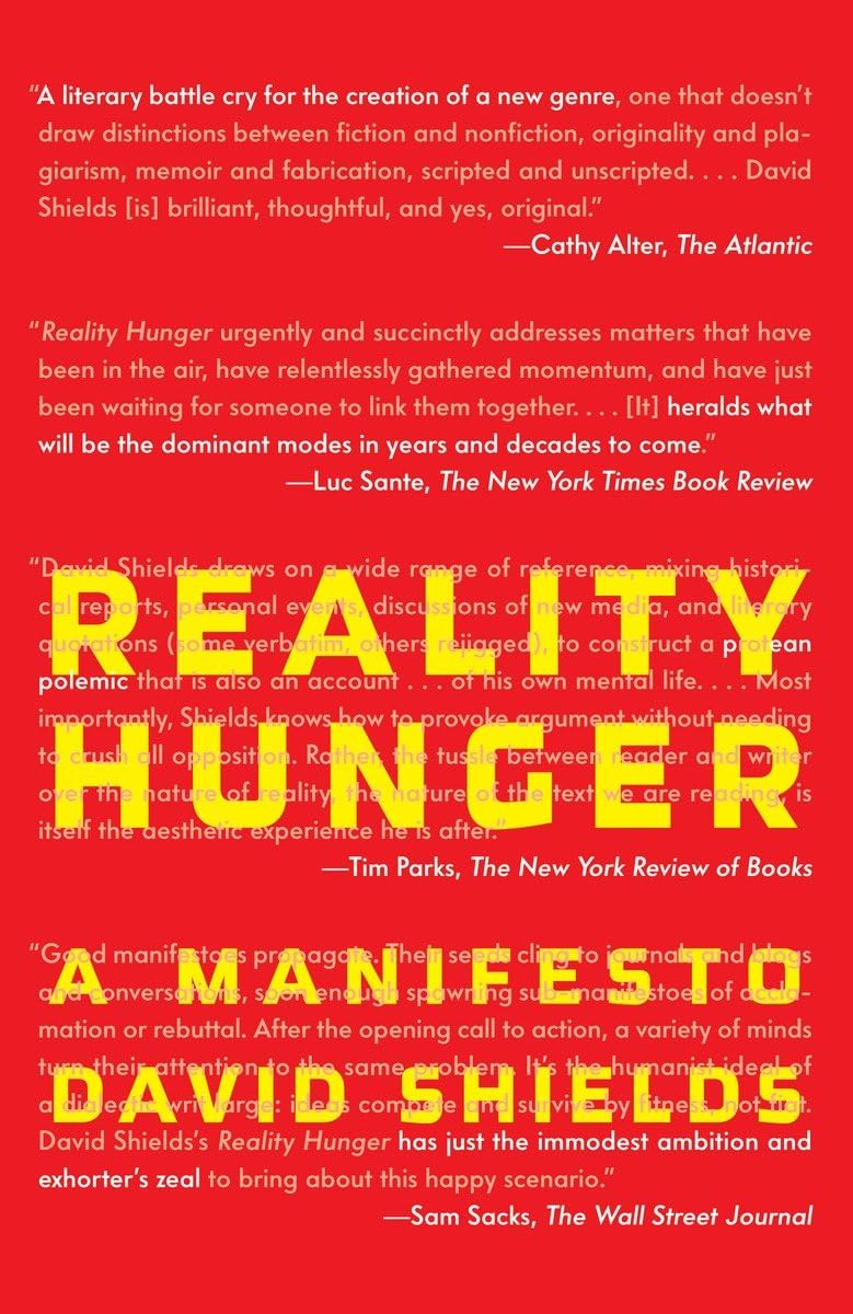Reality Hunger: A Manifesto The Happy Book Stack