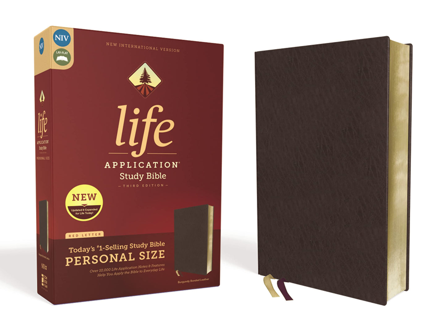 NIV, Life Application Study Bible, Third Edition, Personal Size, Bonded Leather, Burgundy, Red Letter The Happy Book Stack