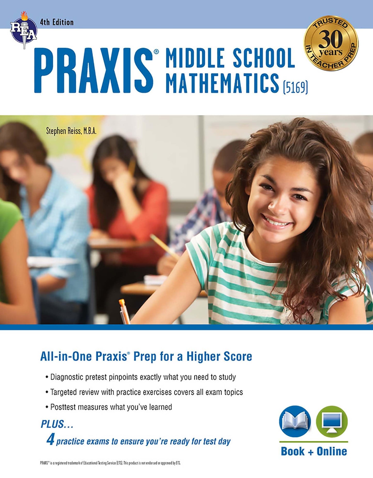 PRAXIS Middle School Mathematics (5169) Book + Online (PRAXIS Teacher Certification Test Prep) - 9437