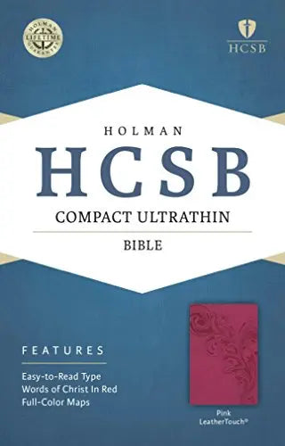 HCSB Compact Ultrathin Bible, Pink LeatherTouch The Happy Book Stack
