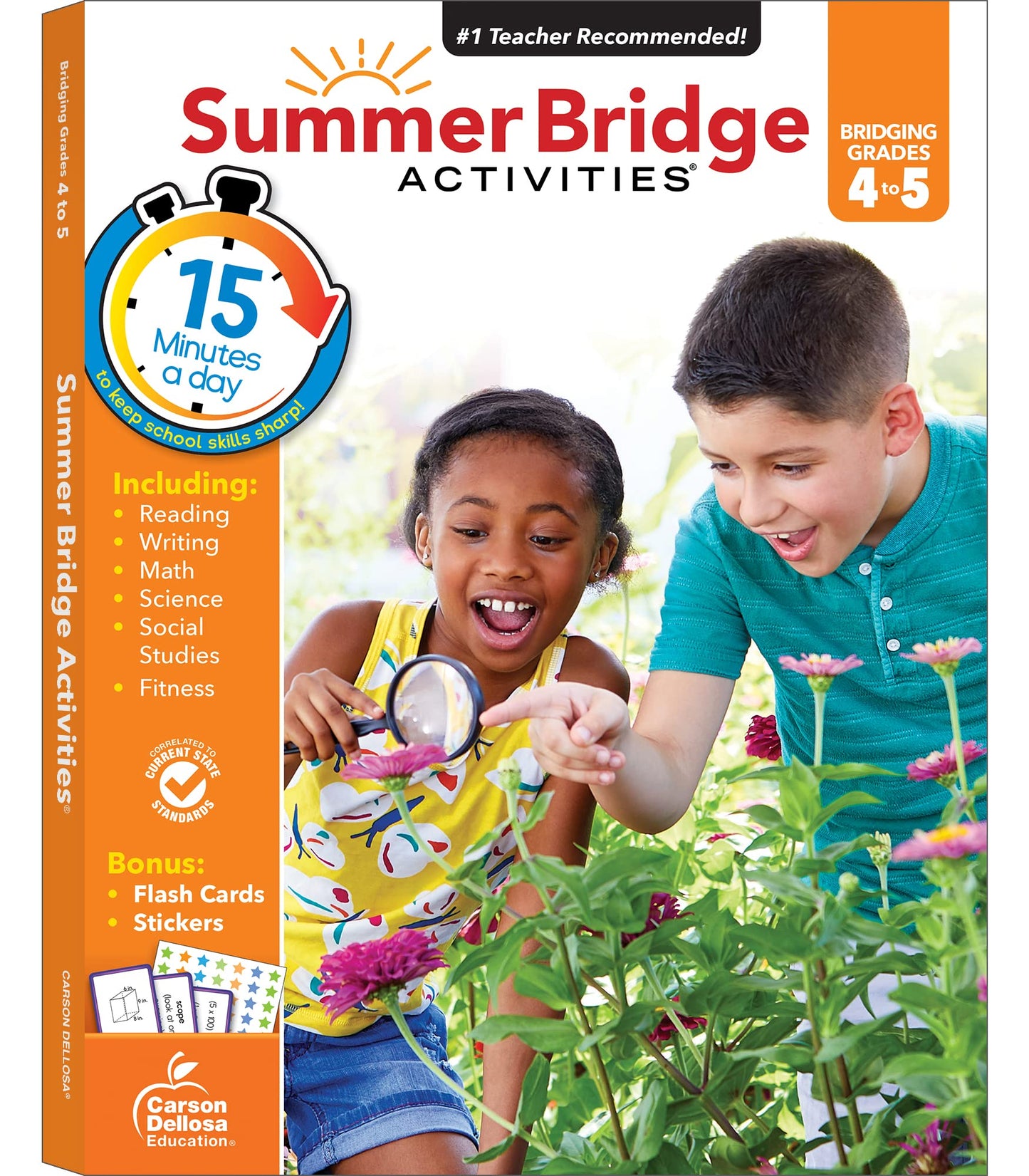 Summer Bridge Activities 4th to 5th Grade Workbooks All Subjects, Math, Language Arts, Reading Comprehension, Science, Social Studies, Writing, Fitness, Flash Cards, Stickers and More (Volume 6) The Happy Book Stack