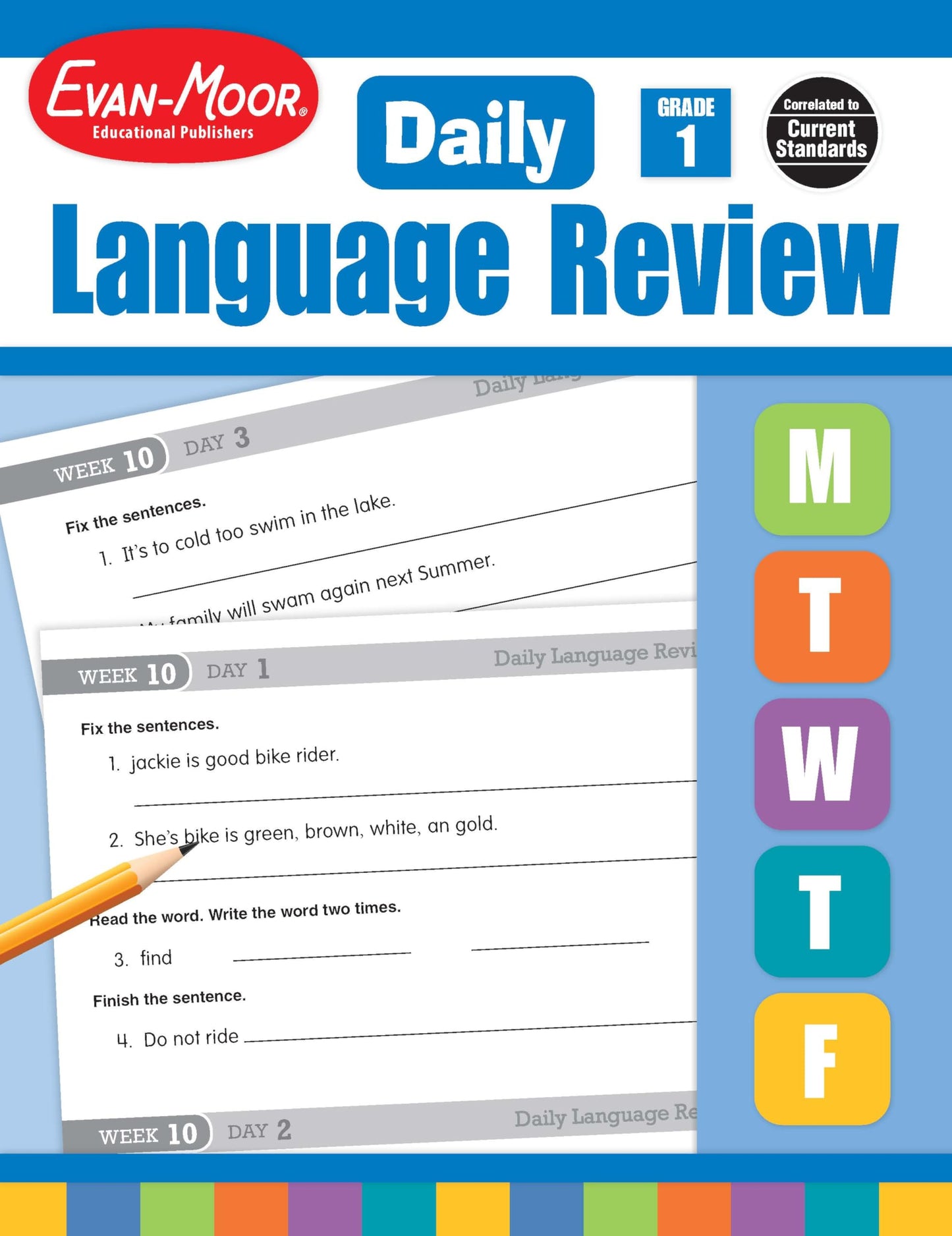 Evan-Moor Daily Language Review, Grade 1, Activities, Homeschooling and Classroom Resource Workbook, Reproducible Worksheets, Teacher Edition, Daily Practice, Skills Assessment, Grammar, Punctuation The Happy Book Stack