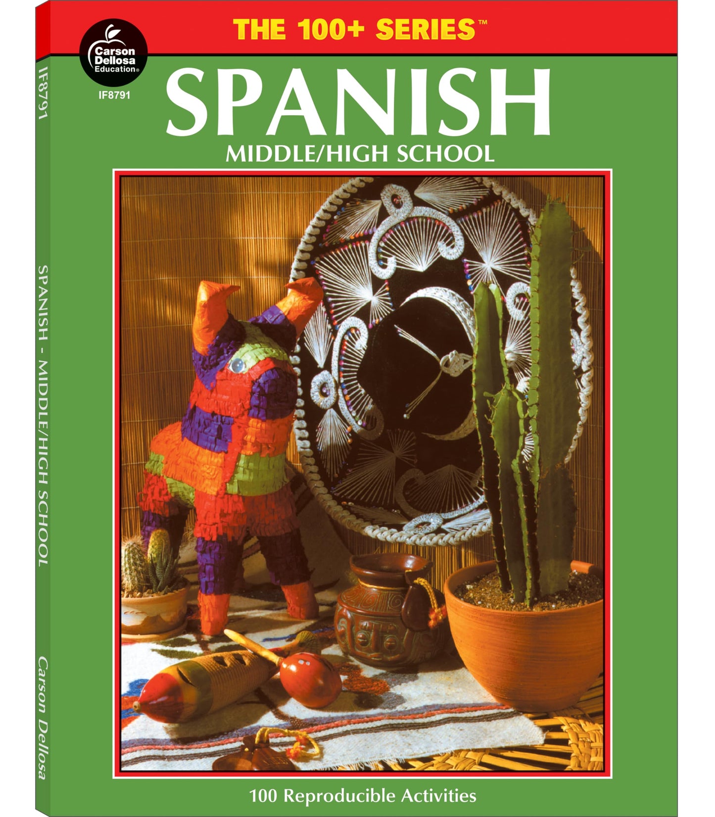 Carson Dellosa The 100 Series Spanish Workbook, Vocabulary, Common Phrases, Culture, Sentence Building Skills, and More, Middle and High School Classroom or Homeschool Curriculum (Volume 18) The Happy Book Stack