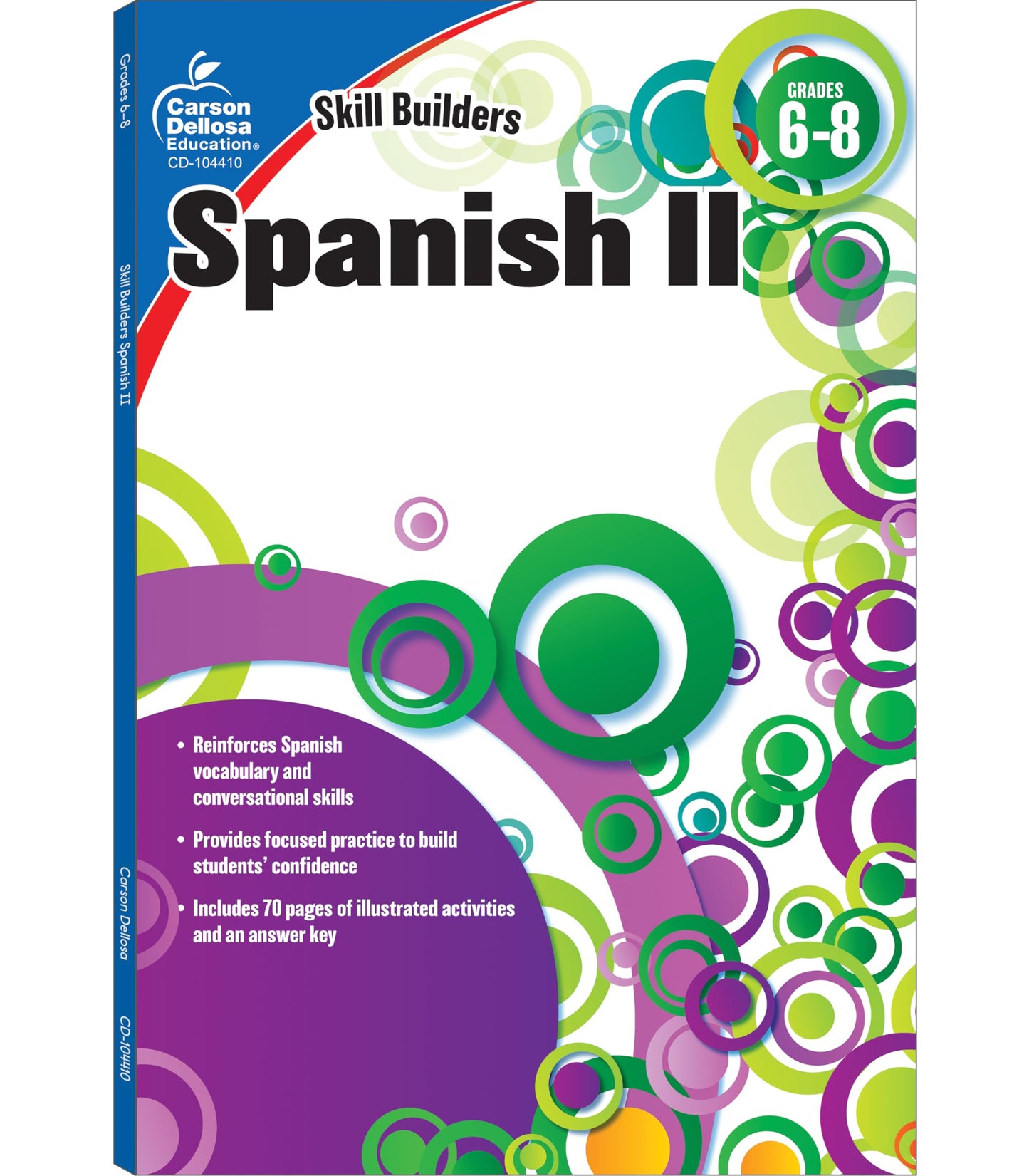 Carson Dellosa Skill Builders Grades 6-8 Level 2 Spanish Workbook, Vocabulary, Parts of Speech, Questions, and More, Middle School Classroom or Homeschool Curriculum - 3949