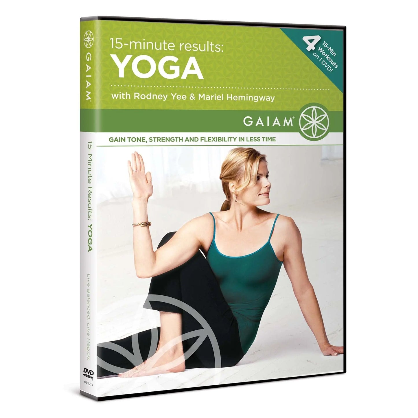 Rodney Yee/Mariel Hemingway: 15-Minute Results Yoga The Happy Book Stack