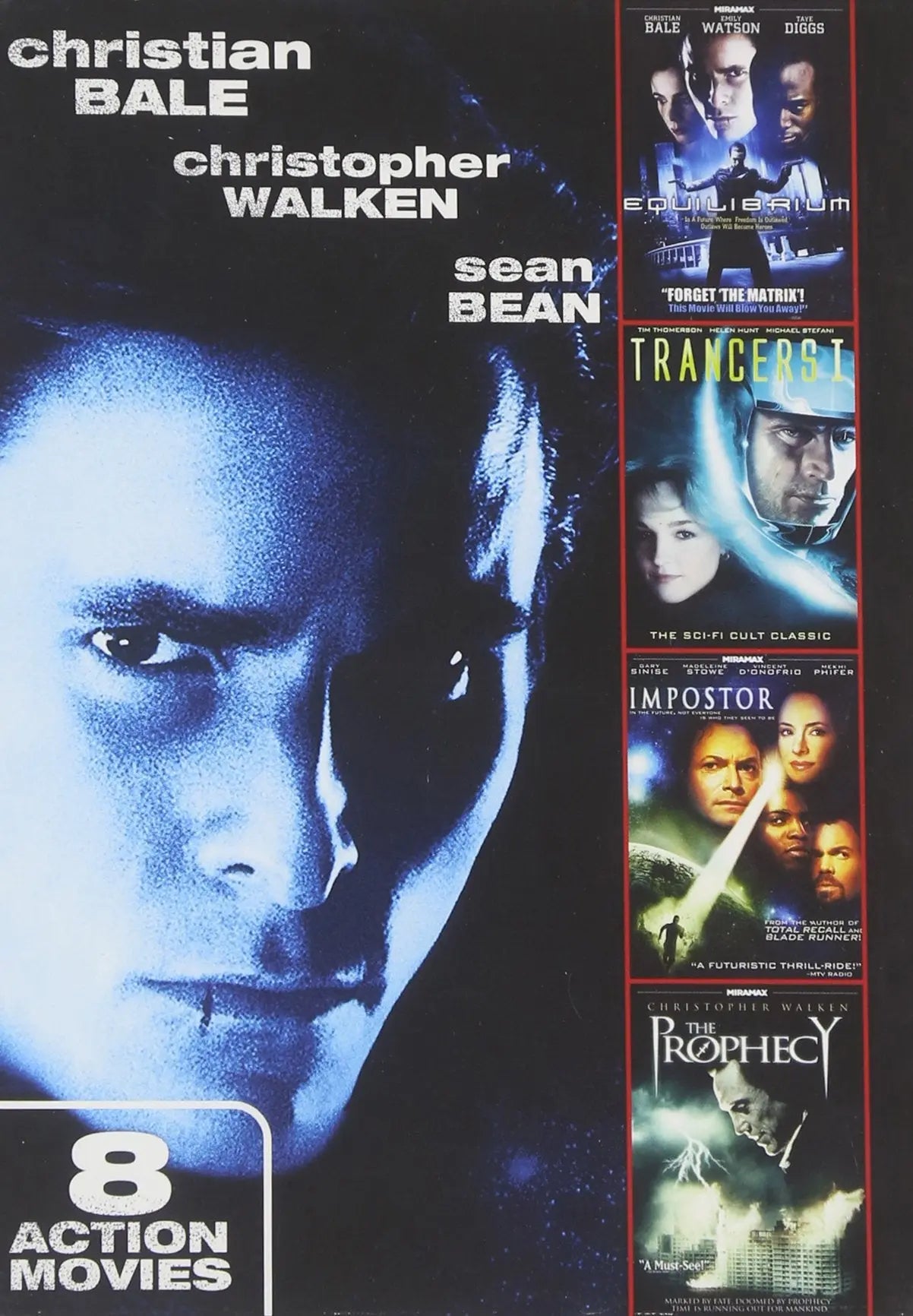 8-movie Action & Sci-fi Pack - Fortress / Total Recall 2070: Machine Dreams /cypher / Convict 762 / Equilibrium / Impostor / The Prophecy / Trancers The Happy Book Stack
