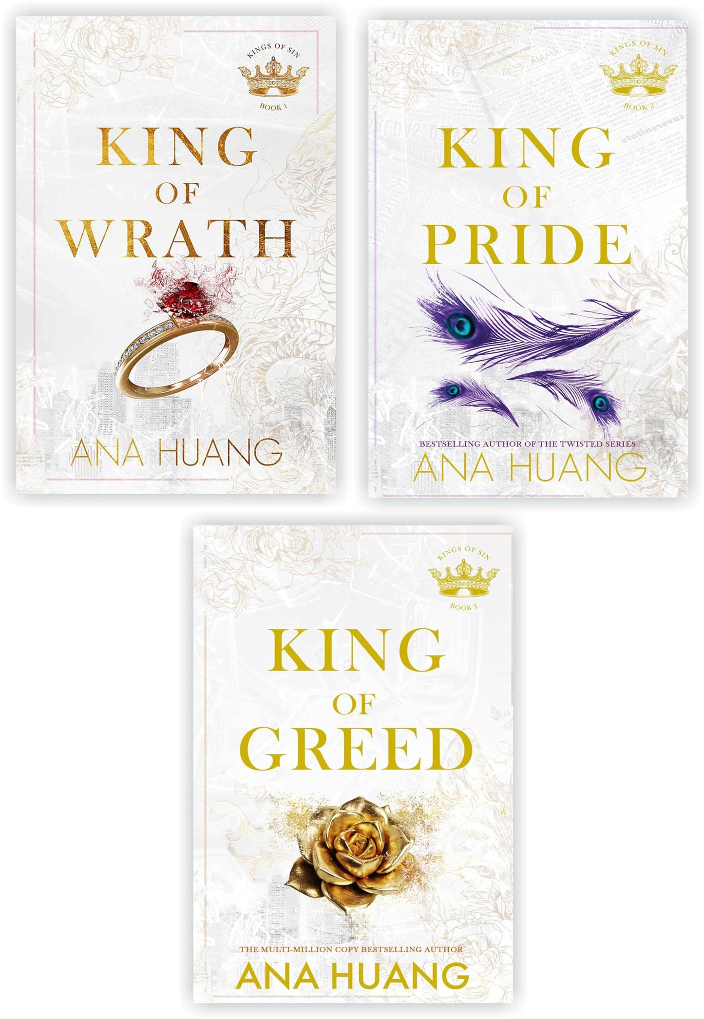 King of sin Series by Ana huang 3 Books Collection set: King of Wrath, King of Pride & King of Greed The Happy Book Stack