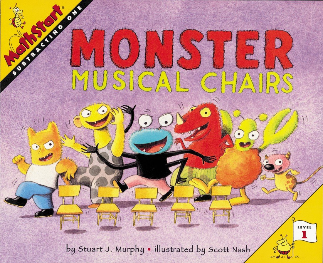 Monster Musical Chairs: A MathStart Picture Book on Subtracting One for Kids (Ages 4-8) (MathStart 1, 10) The Happy Book Stack