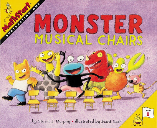 Monster Musical Chairs: A MathStart Picture Book on Subtracting One for Kids (Ages 4-8) (MathStart 1, 10) The Happy Book Stack