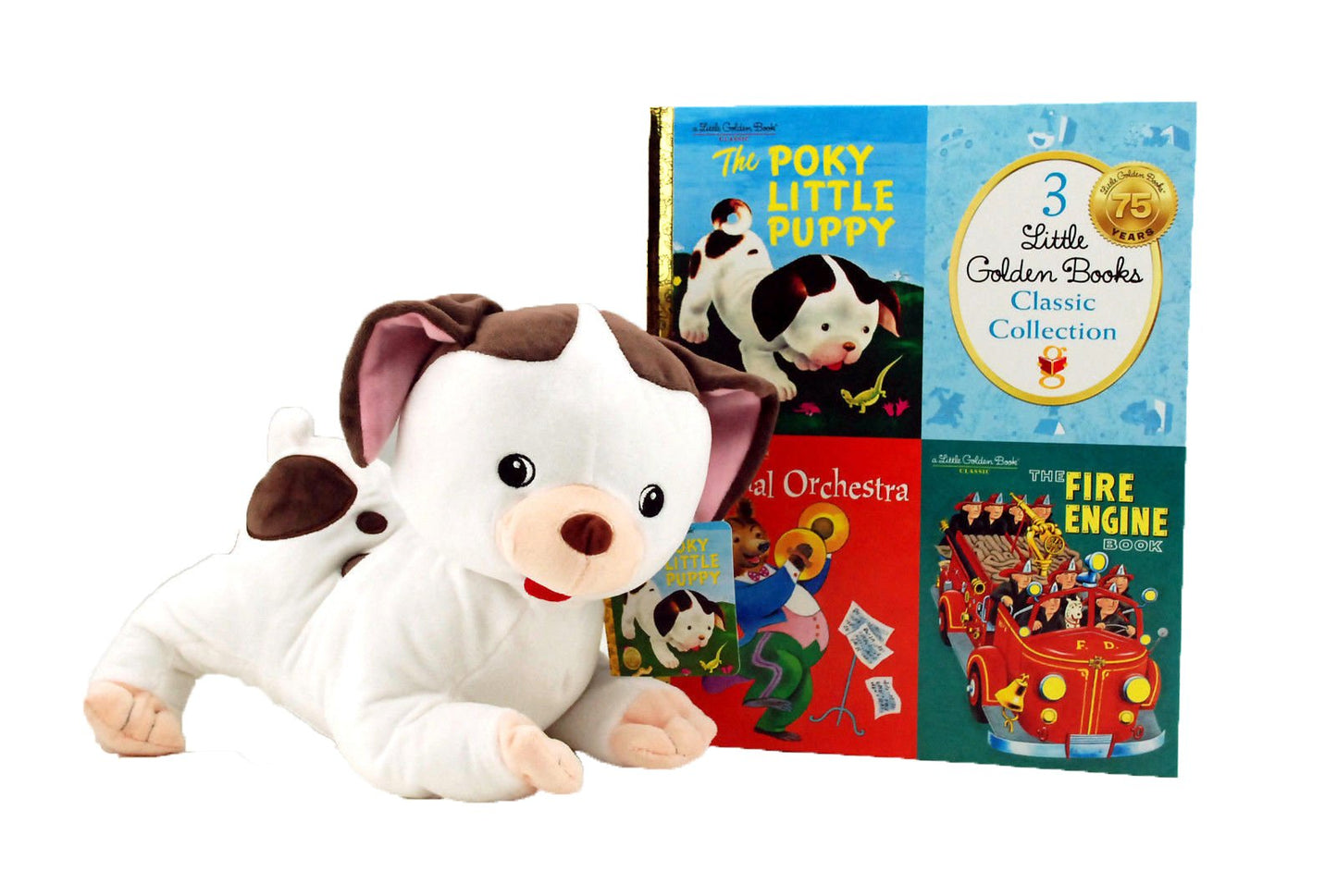 Little Golden Books: The Poky Little Puppy, The fire Engine and Animal Orquestra with Poky Little Puppy Plush Toy The Happy Book Stack