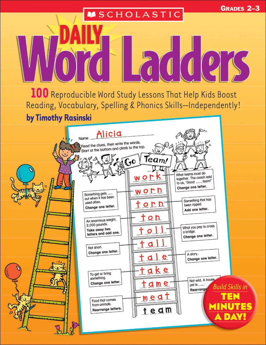 Daily Word Ladders: Grades 2-3: 100 Reproducible Word Study Lessons That Help Kids Boost Reading, Vocabulary, Spelling & Phonics Skills--Independently! The Happy Book Stack