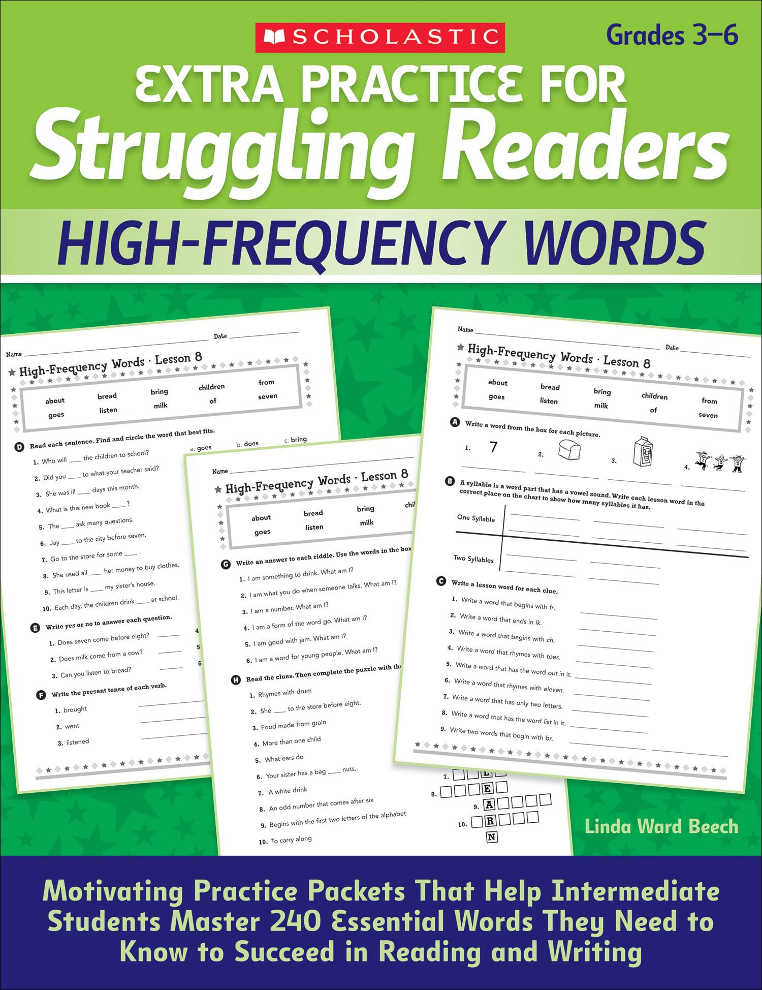 Extra Practice for Struggling Readers: High-Frequency Words: Motivating Practice Packets That Help Intermediate Students Master 240 Essential Words They Need to Know to Succeed in Reading and Writing The Happy Book Stack