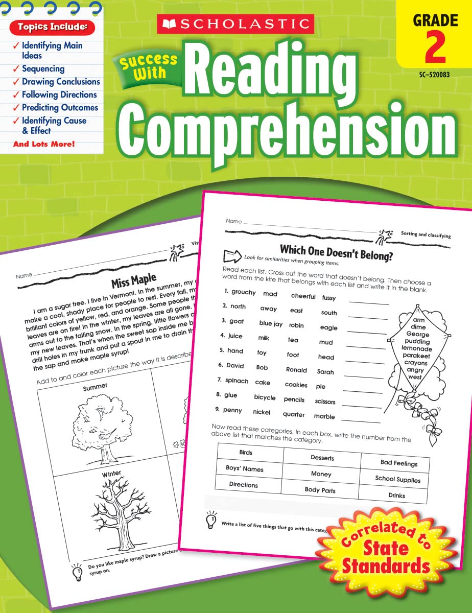 Scholastic Success With Reading Comprehension: Grade 2 Workbook The Happy Book Stack