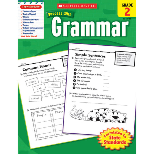 Scholastic Success With Grammar: Grade 2 Workbook The Happy Book Stack