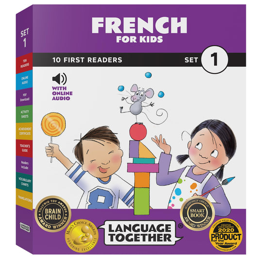 French for Kids: 10 First Reader Books with Online Audio and 100 Vocabulary Words (Beginning to Learn French) Set 1 by Language Together - 8736