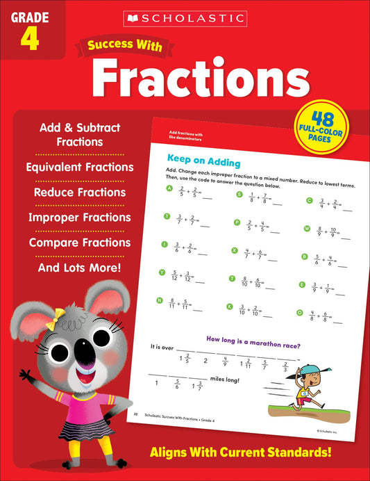 Scholastic Success with Fractions Grade 4 Workbook The Happy Book Stack