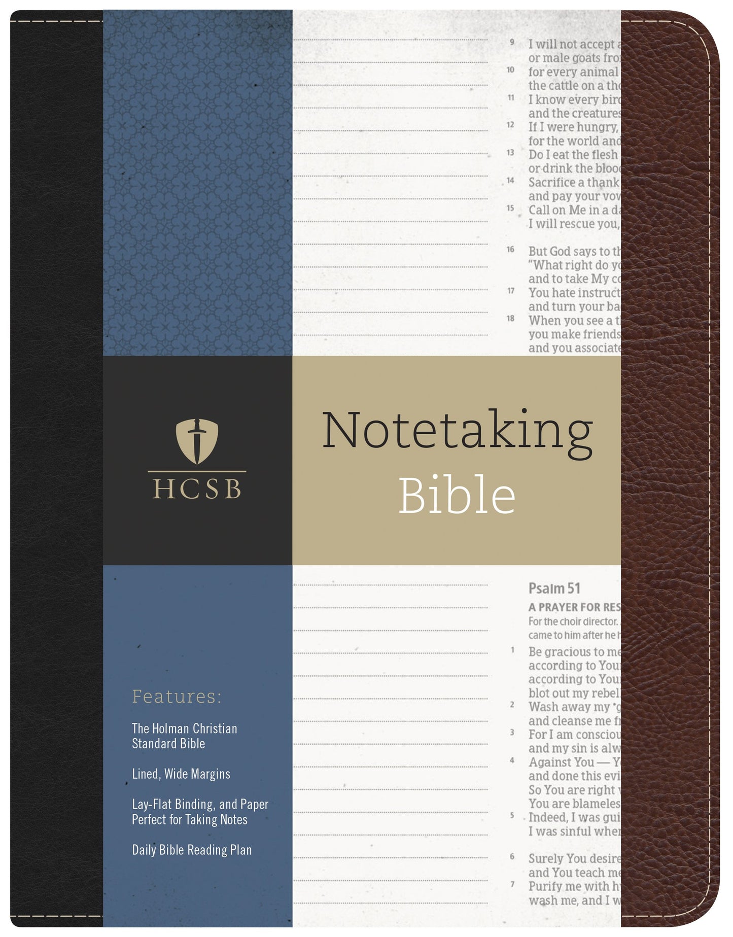 Holy Bible: Holman Christian Standard Notetaking, Black/Brown Bonded Leather The Happy Book Stack