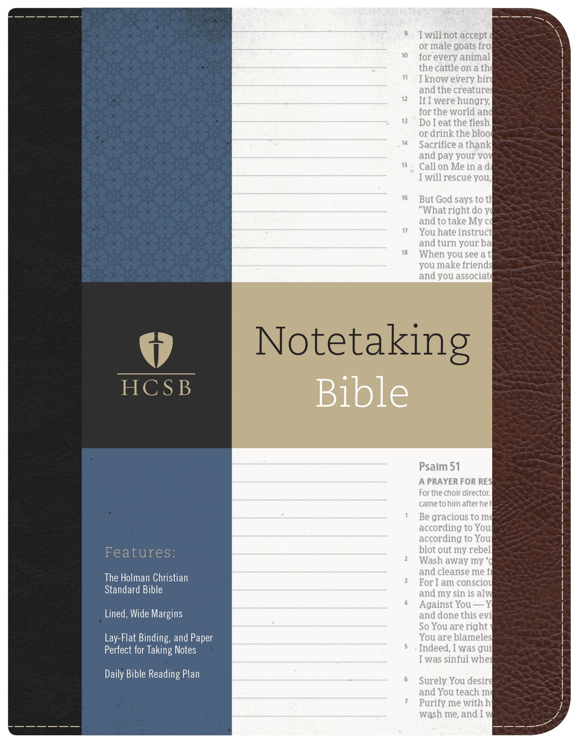 Holy Bible: Holman Christian Standard Notetaking, Black/Brown Bonded Leather The Happy Book Stack