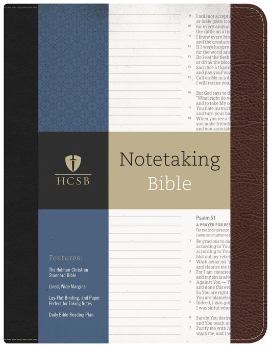 Holy Bible: Holman Christian Standard Notetaking, Black/Brown Bonded Leather The Happy Book Stack