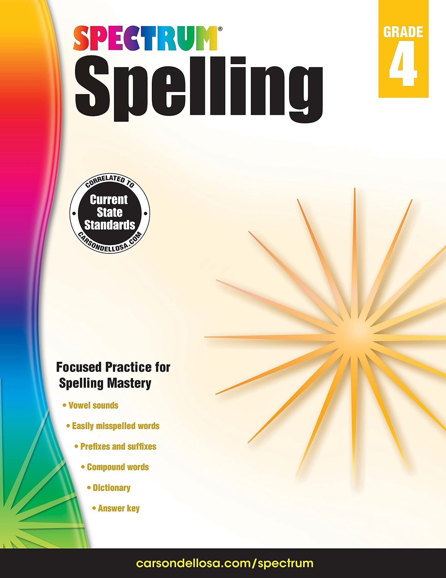 Spectrum Grade 4 Spelling Workbook, Compound Words, Dictionary Skills, Prefixes, Suffixes, Vowels, Vocabulary, Grammar, and More, Language Arts Classroom or Homeschool Curriculum (Volume 31) The Happy Book Stack