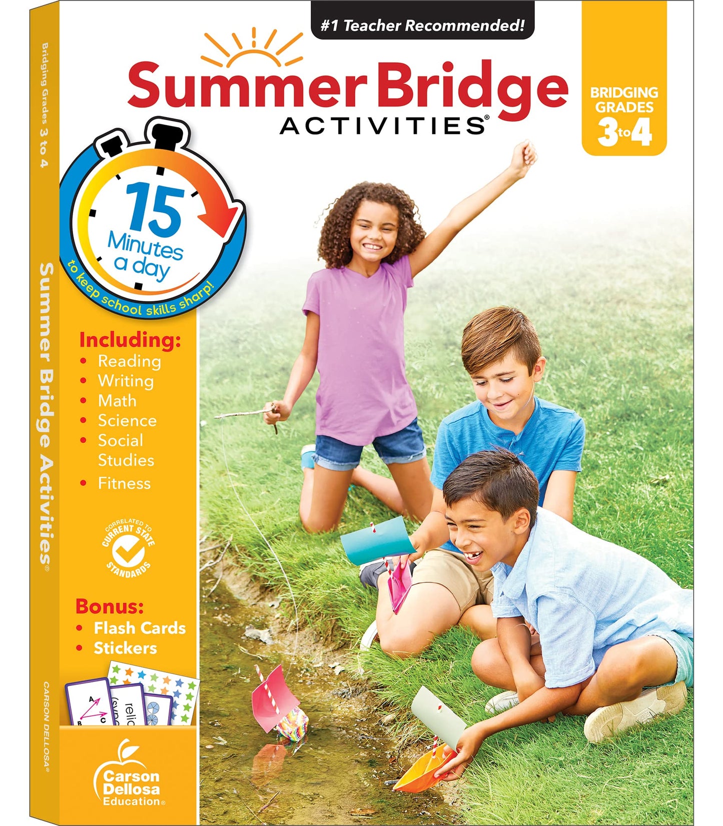Summer Bridge Activities 3rd to 4th Grade Workbook, Activity Book With Math, Reading Comprehension, Science, Fitness, Social Studies, Writing Practice, and Flash Cards (Volume 5) - 5294