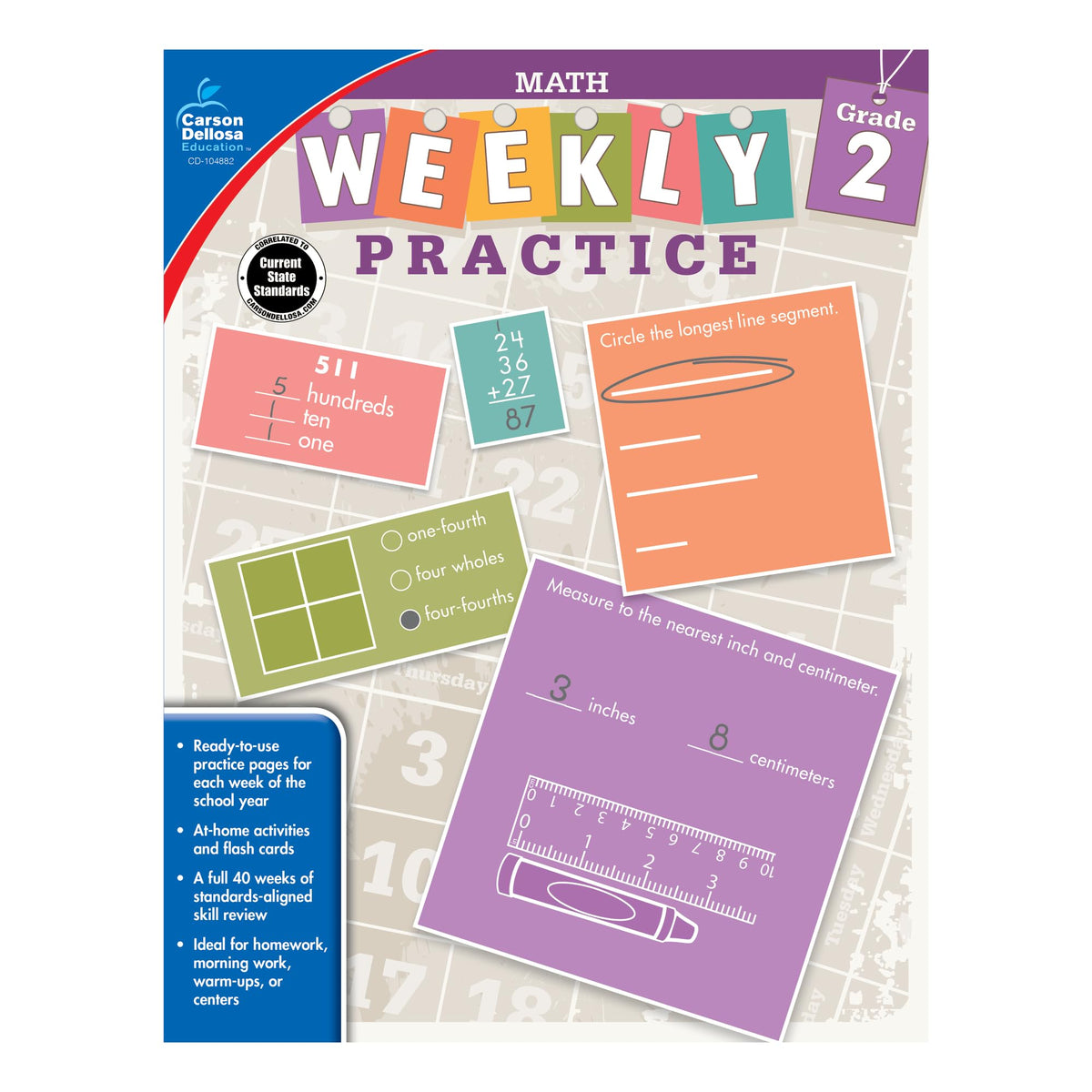 Math, Grade 2 (Weekly Practice) The Happy Book Stack