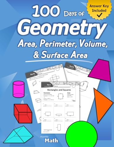 Humble Math - Area, Perimeter, Volume, & Surface Area: Geometry for Beginners - Workbook with Answer Key (KS2 KS3 Maths) Elementary, Middle School, High School Math – Geometry for Kids The Happy Book Stack