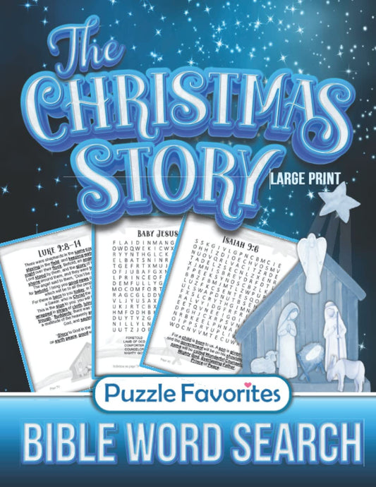 The Christmas Story Bible Word Search Large Print: Featuring Scriptures Verses and Classic Christian Carols on the Birth of Christ The Happy Book Stack
