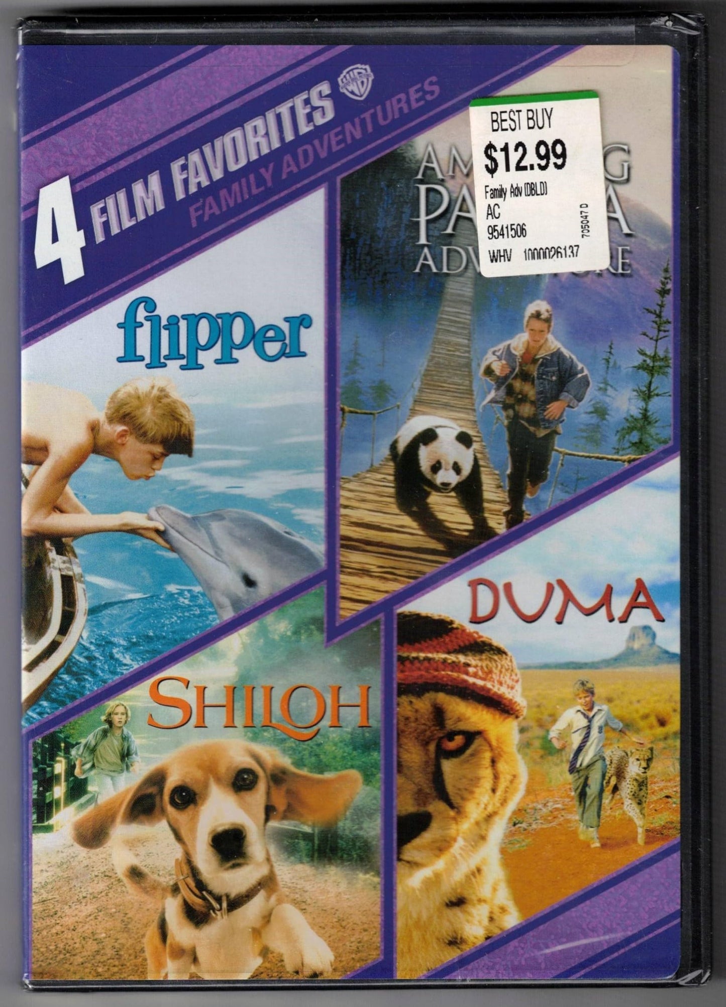 4 Film Favorites: Family Adventures (The Amazing Panda Adventure, Duma, Flipper, Shiloh) - 7537