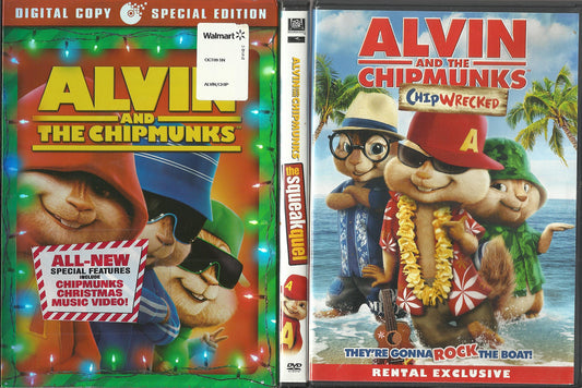 ALVIN AND THE CHIPMUNKS TRIPLE FEATURE DVD SET THE ORIGINAL, THE SEQUEL, AND CHIPWRECKED!! - 5632