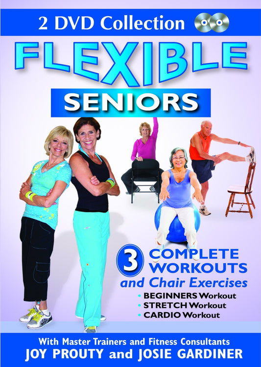 Flexible Seniors - 2 DVD Set with 3 Complete Workouts, Chair Exercises, Beginners Workout, Stretch Workout, Cardio Workout to Lose Weight, Build Muscles & Strengthen Bones - 7868