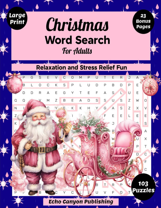 Christmas Word Search for Adults Large Print: Relaxation and Stress Relief Fun The Happy Book Stack
